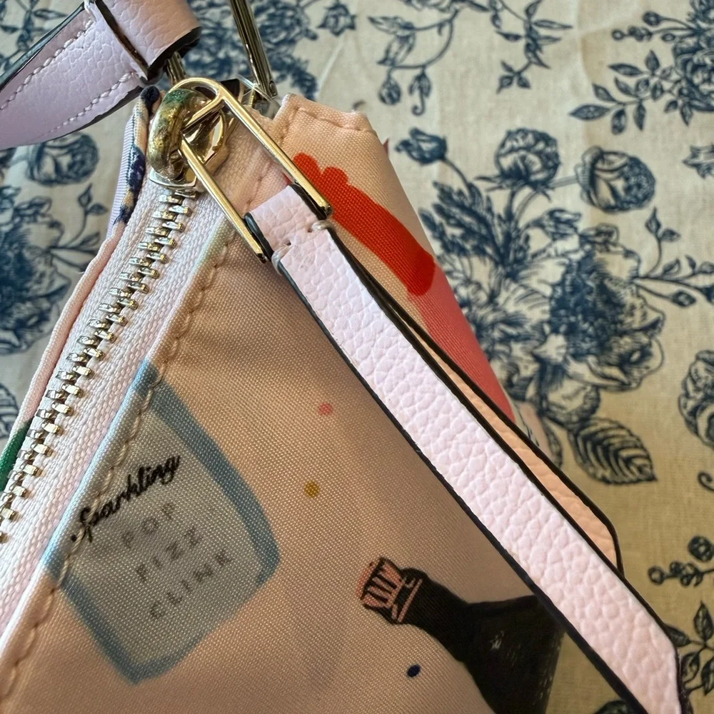 Kate Spade New York Dawn Pink Nylon Champagne Triple Gusset Crossbody Bag NEW